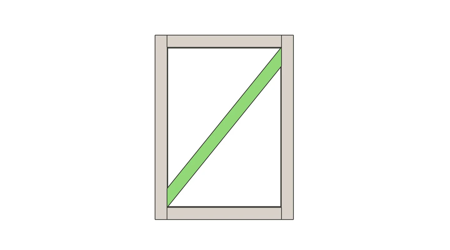 Garden Gate Collection frame with the fitted diagonal timber brace highlighted in green