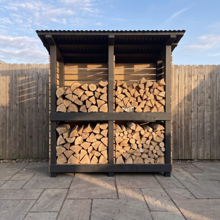 Firesided tiered firewood store design